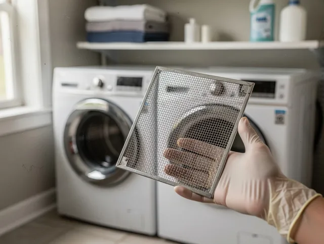 Farmington Dryer Vent Cleaning specialist performing detailed lint trap cleaning service in Farmington