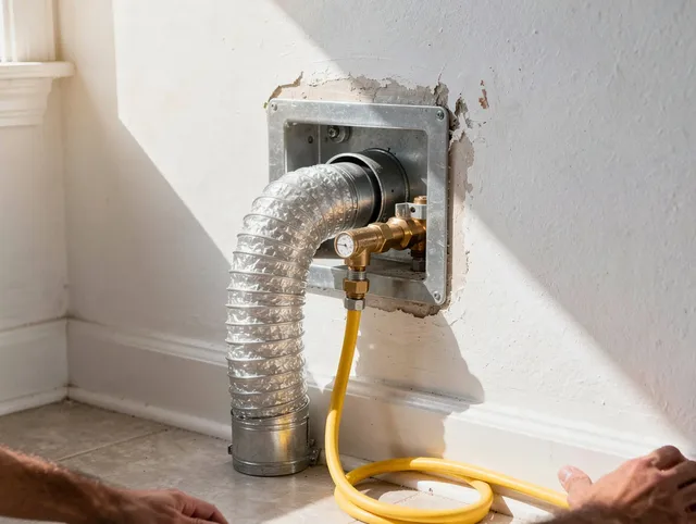 Farmington Dryer Vent Cleaning certified technician performing specialized gas dryer vent cleaning in Farmington